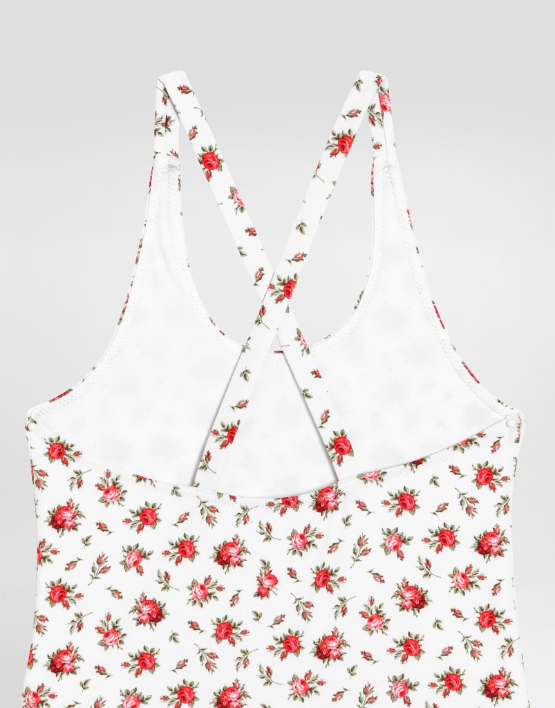 Small Rose Print One Piece Swimsuit