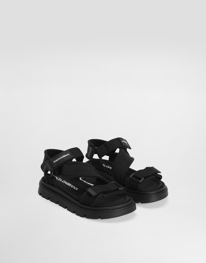 Fabric and Nappa Calfskin Sandals