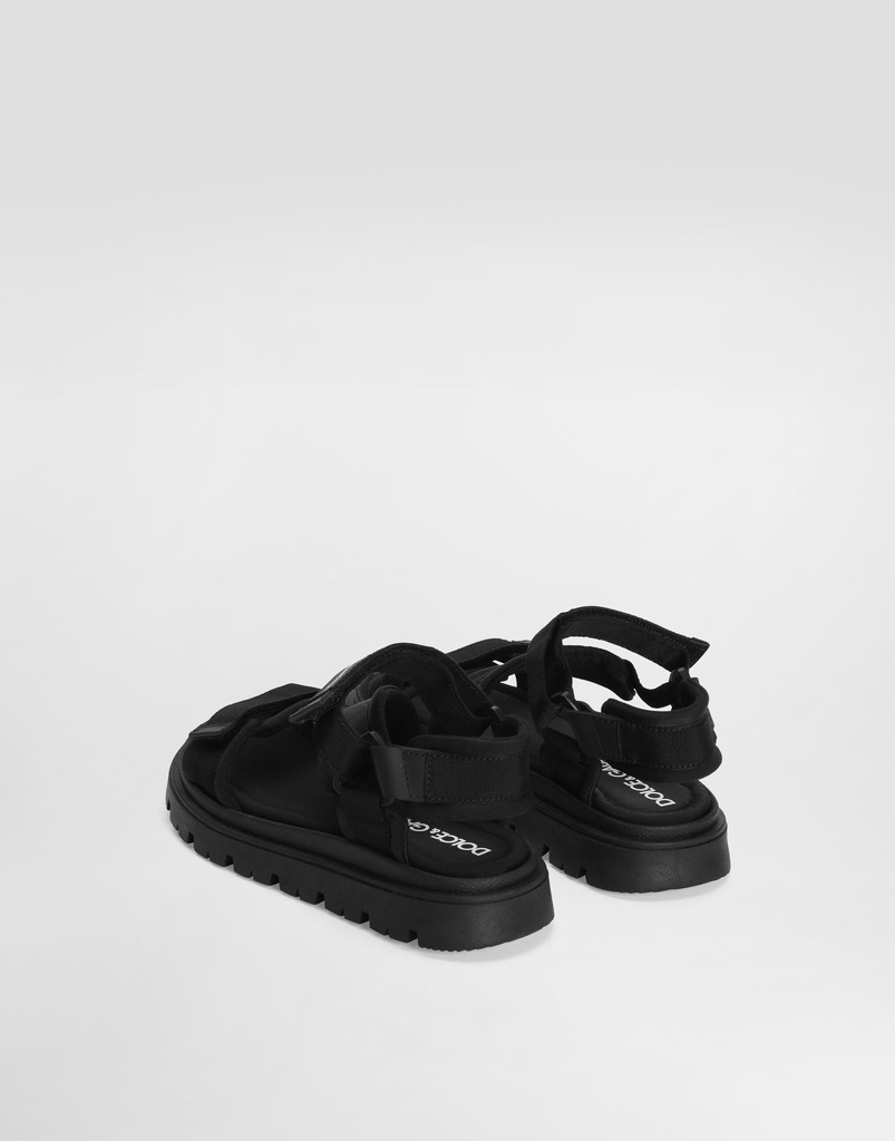 Fabric and Nappa Calfskin Sandals