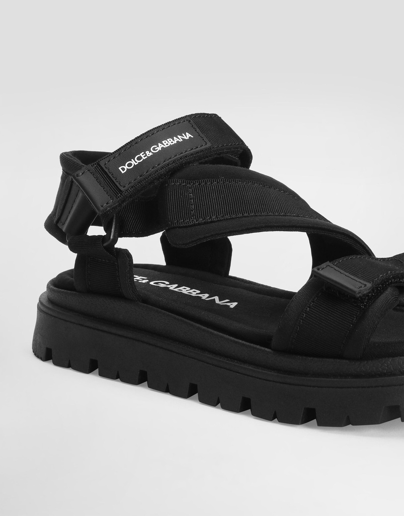 Fabric and Nappa Calfskin Sandals