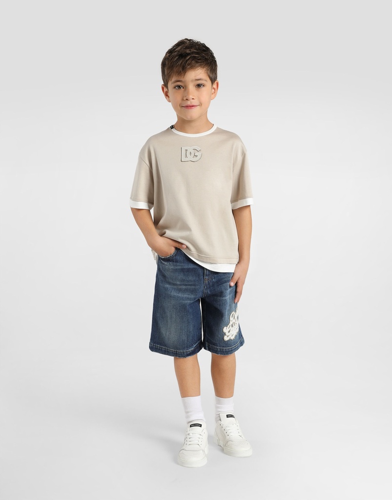 Jersey T-Shirt with Embroidered DG Appliqué
