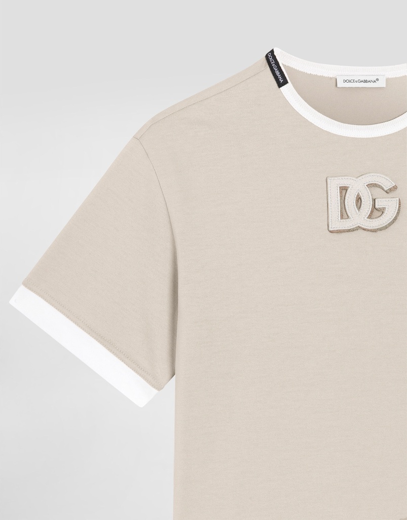 Jersey T-Shirt with Embroidered DG Appliqué