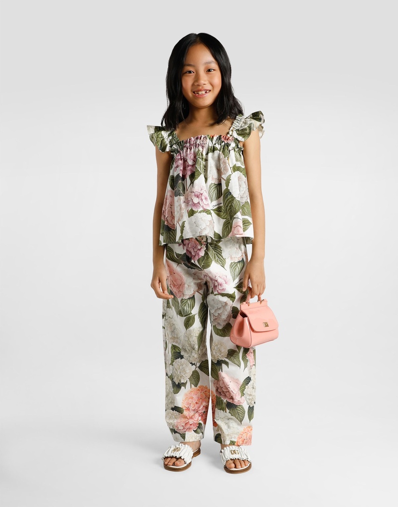 Hydrangea Print Poplin Top