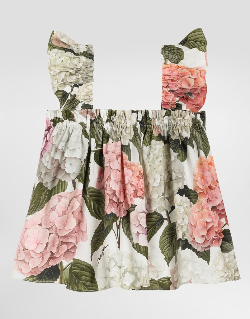 Hydrangea Print Poplin Top