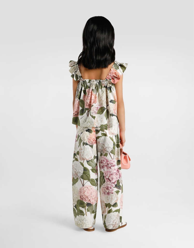 Hydrangea Print Poplin Top