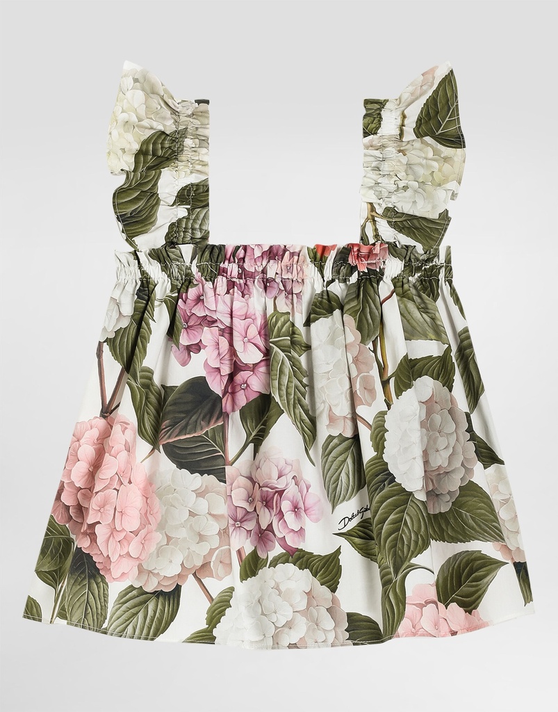 Hydrangea Print Poplin Top