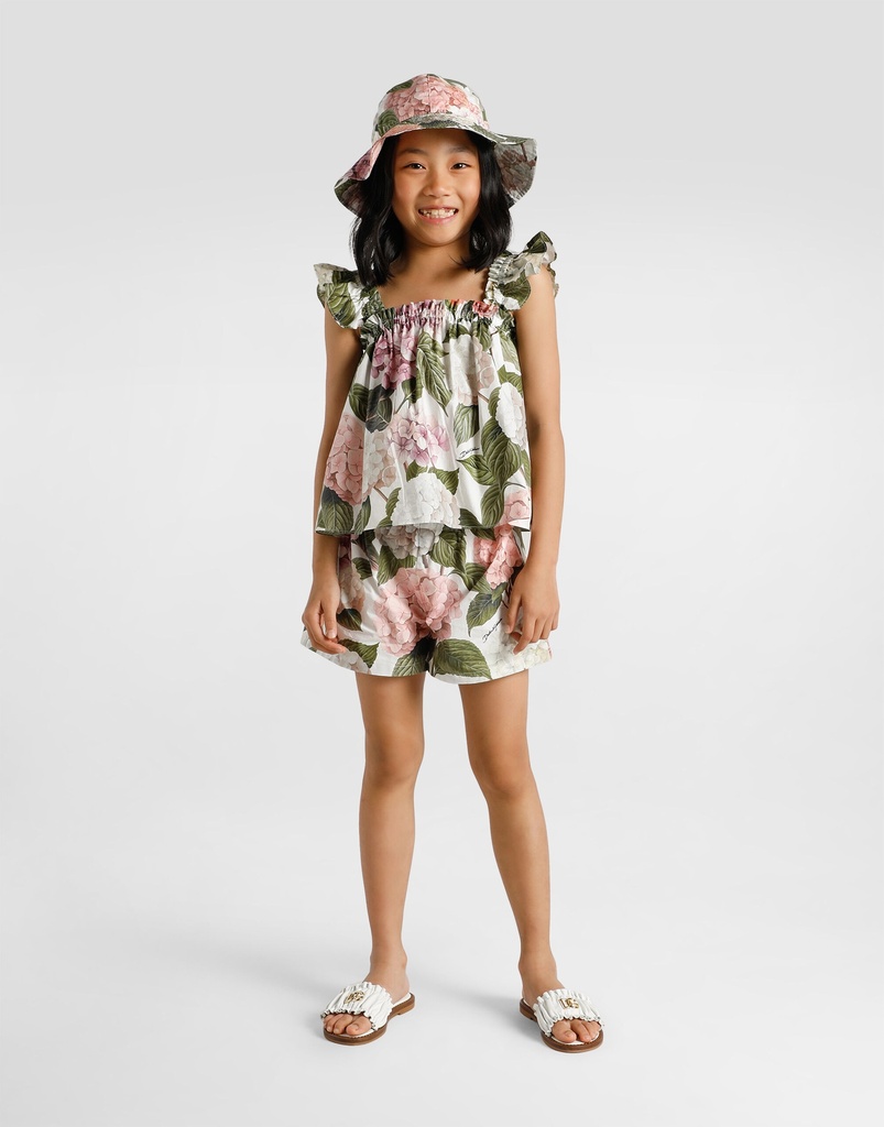 Hydrangea Print Poplin Shorts
