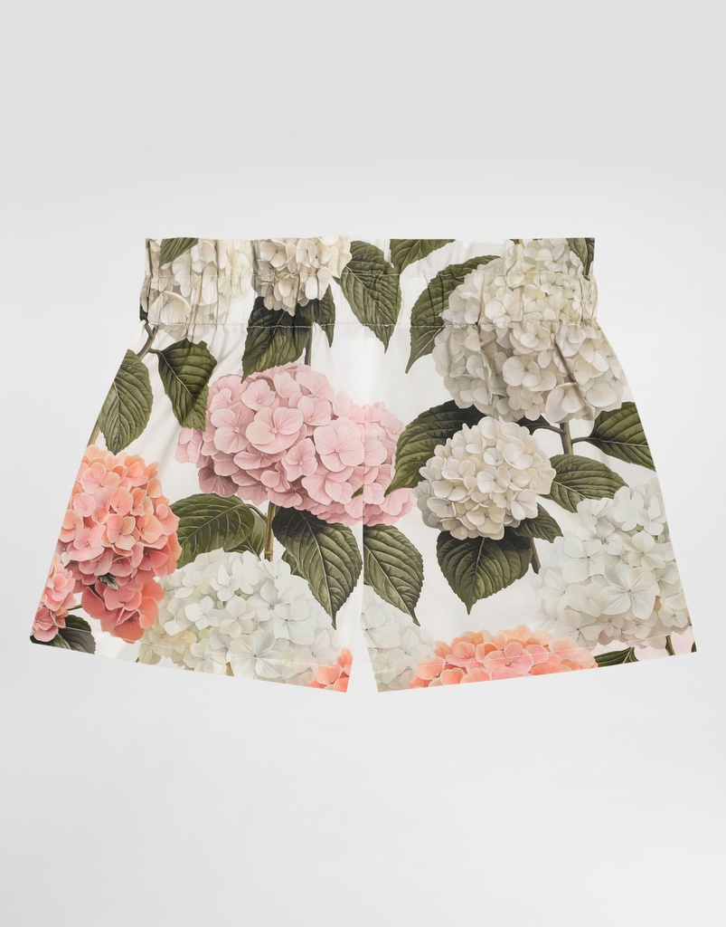 Hydrangea Print Poplin Shorts