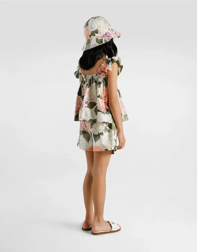 Hydrangea Print Poplin Shorts