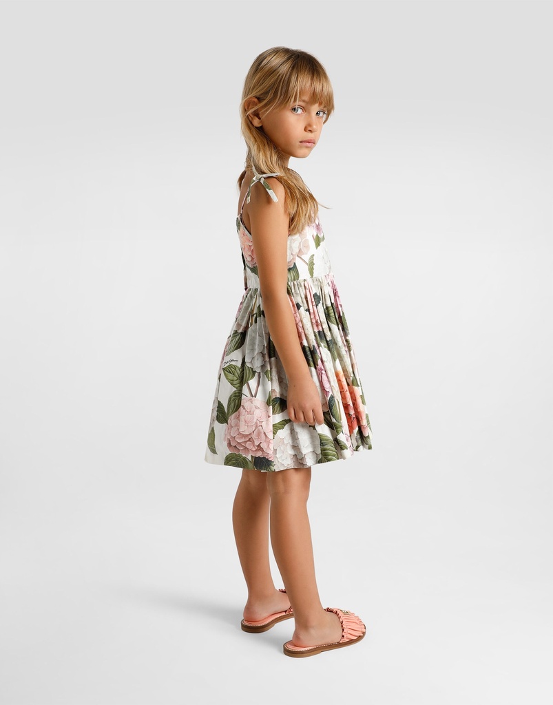 Hydrangea Print Poplin Dress