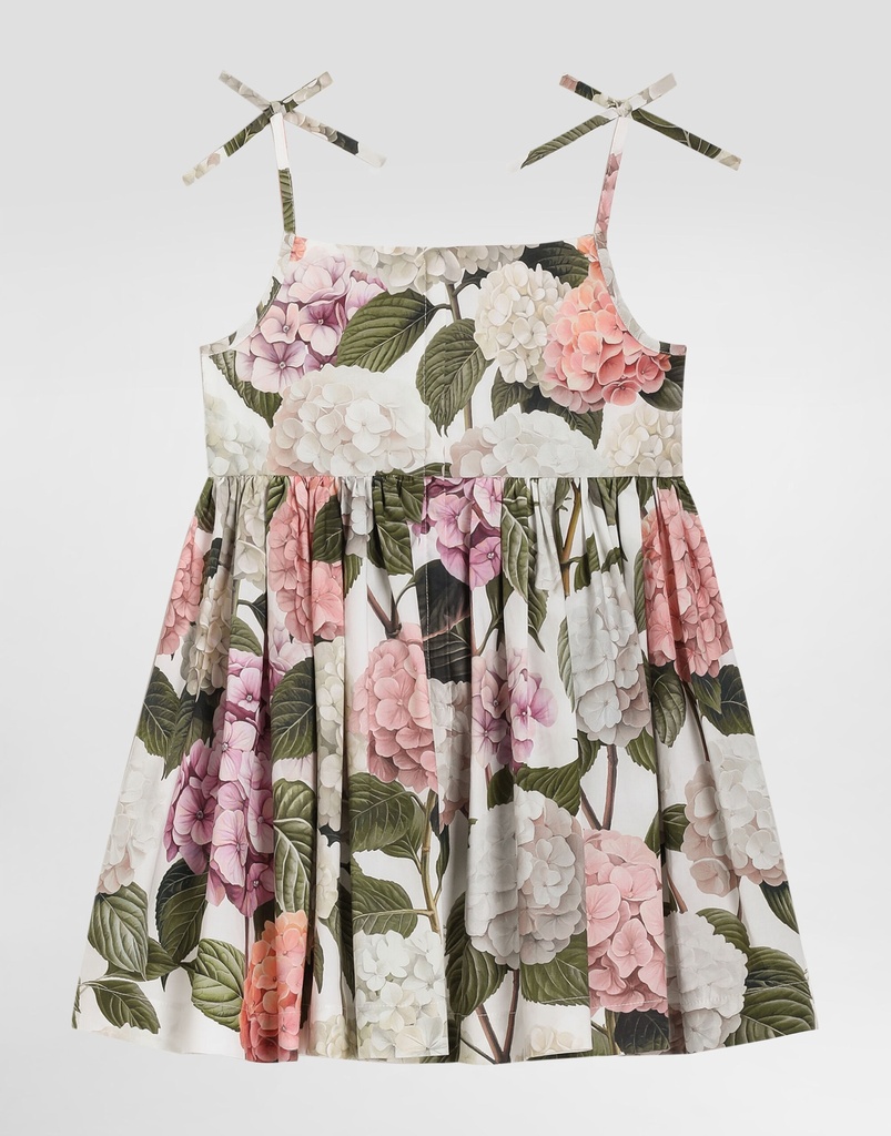 Hydrangea Print Poplin Dress