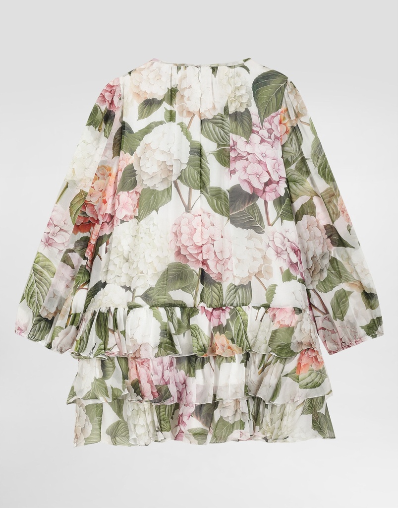 Hydrangea Print Chiffon Dress