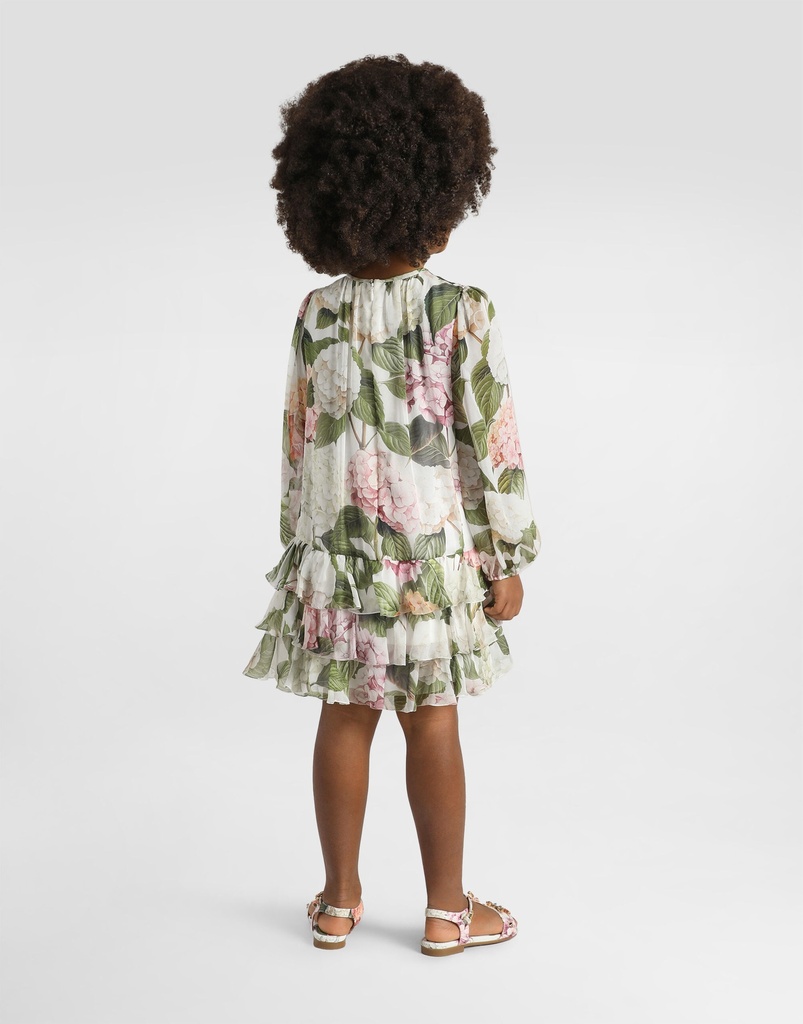 Hydrangea Print Chiffon Dress