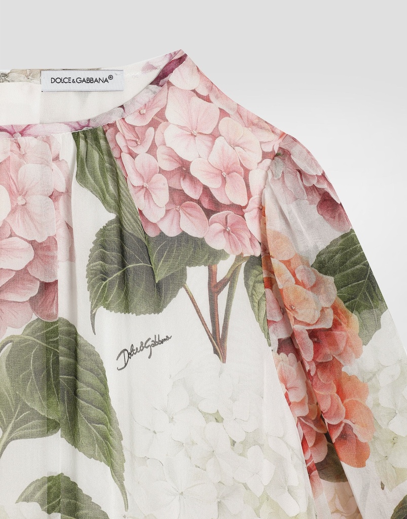 Hydrangea Print Chiffon Dress