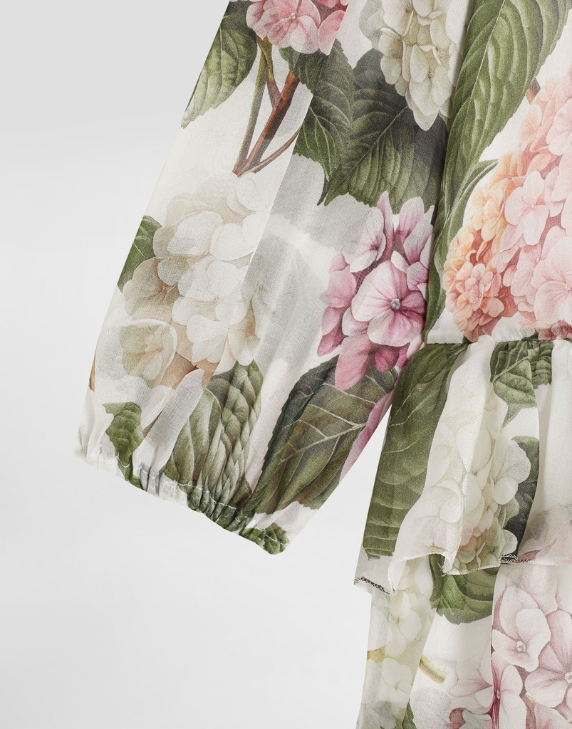 Hydrangea Print Chiffon Dress