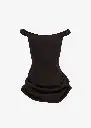 Off-Shoulder Fitted Denim Dini Dress in Brown