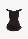Off-Shoulder Fitted Denim Dini Dress in Brown