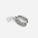 Grey Oval Crystal Chain Clutch Bag 
