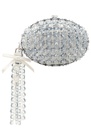 Grey Oval Crystal Chain Clutch Bag 