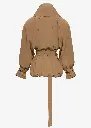 Draped Collar Viscose and Linen Jacket in Beige