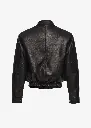 Classic Collar Vintage Leather Jacket in Black