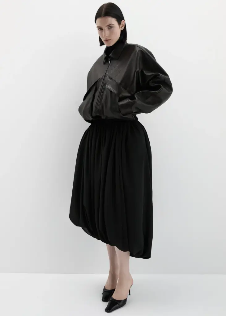 Classic Collar Vintage Leather Jacket in Black