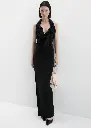 Halter Corset Draped Dress in Black