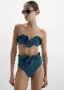 Sculptural Bandeau Swim Top in Blue
