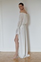White Off Shoulder Chiffon Dress with Side Slit