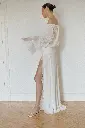 White Off Shoulder Chiffon Dress with Side Slit