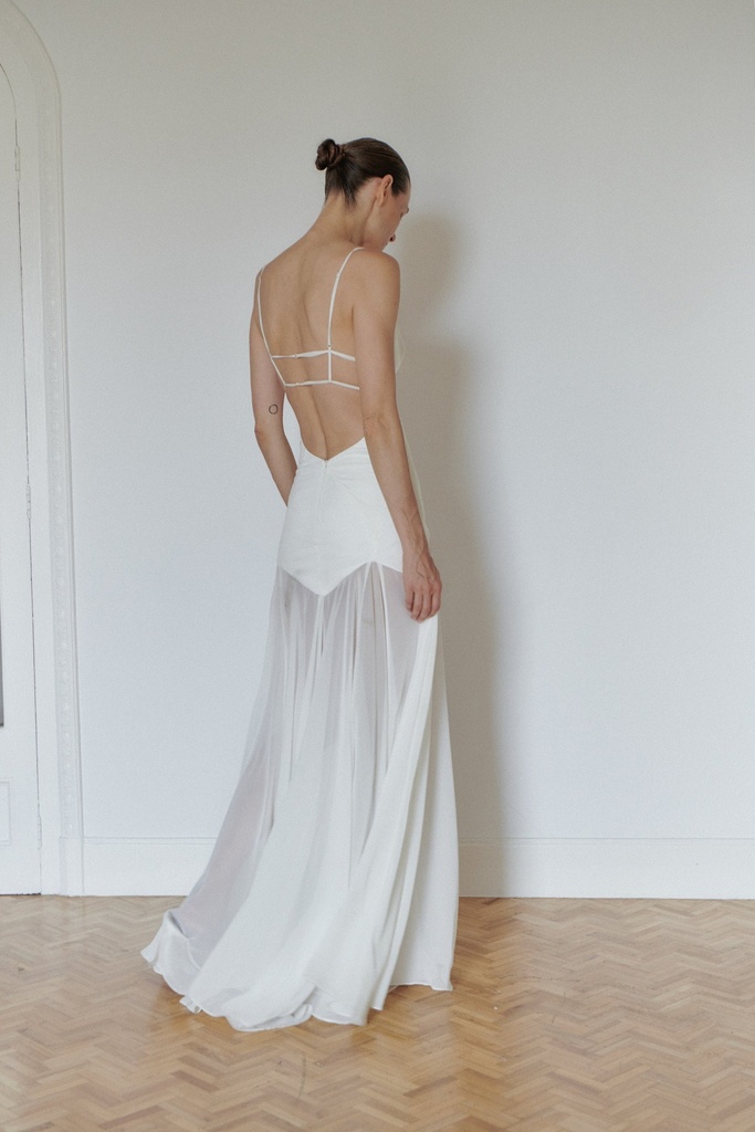 Long Dress with Open Back and Stripes