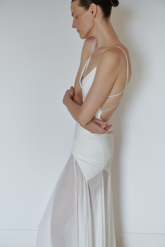 Long Dress with Open Back and Stripes