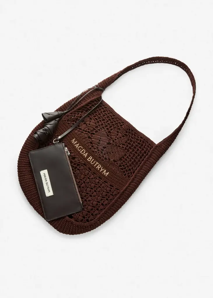 Crochet Tote Bag in Brown