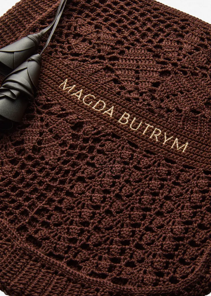Crochet Tote Bag in Brown