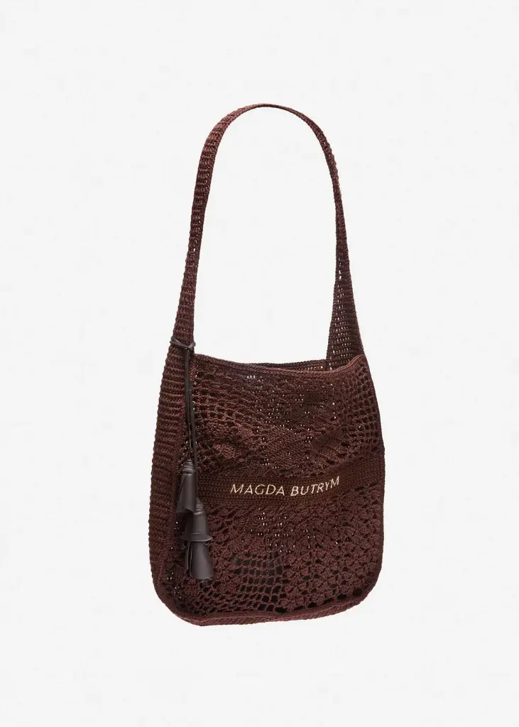Crochet Tote Bag in Brown