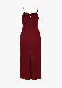 Cotton and Silk Flower Detail Midi Beach Dress in Burgundy