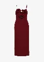 Cotton and Silk Flower Detail Midi Beach Dress in Burgundy