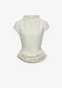 Fitted Draped Blouse with Stand Collar in Cream