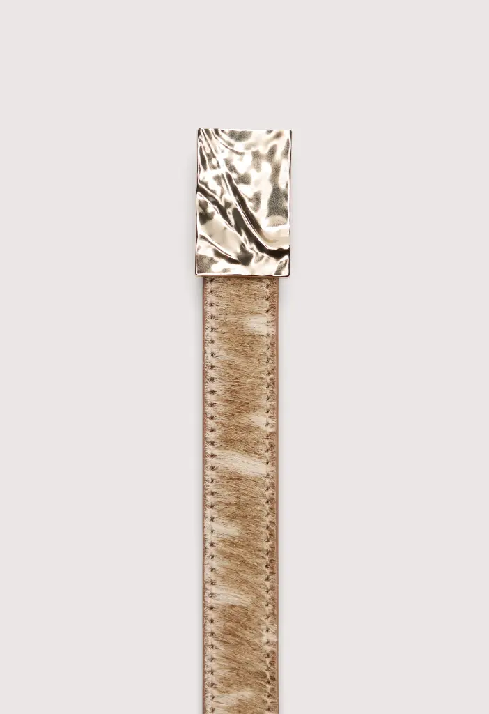 CHARLOTTE Deer print pony-effect leather belt