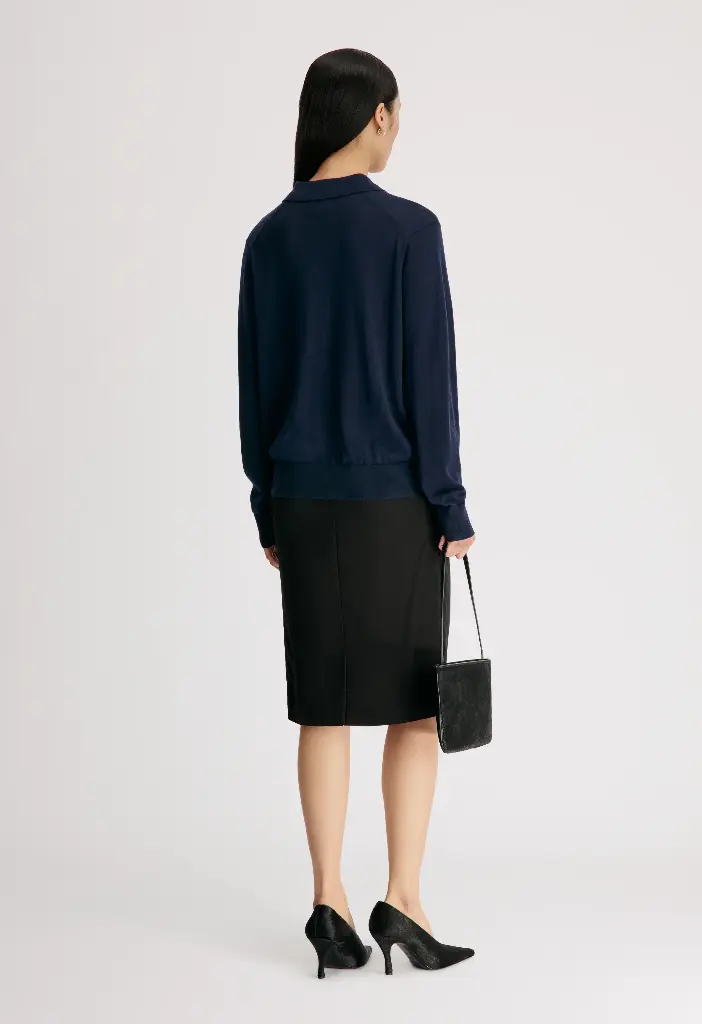 MILES Long-sleeve fine knit polo top
