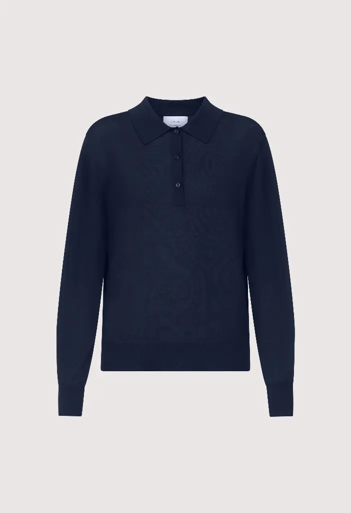 MILES Long-sleeve fine knit polo top