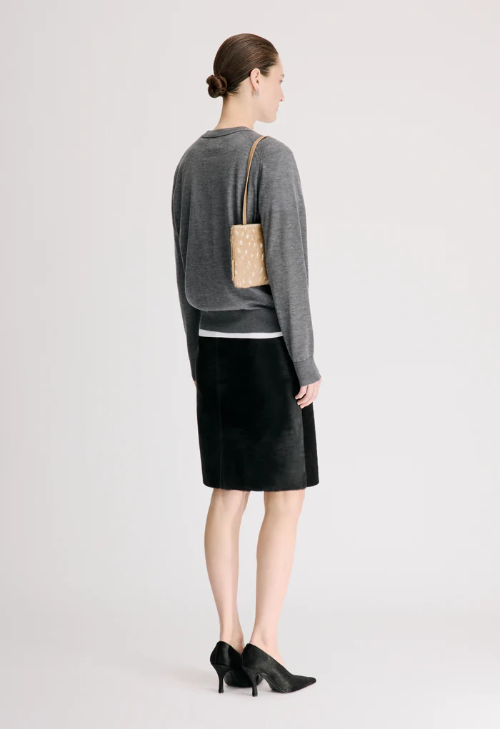DEBI Pony-effect leather skirt