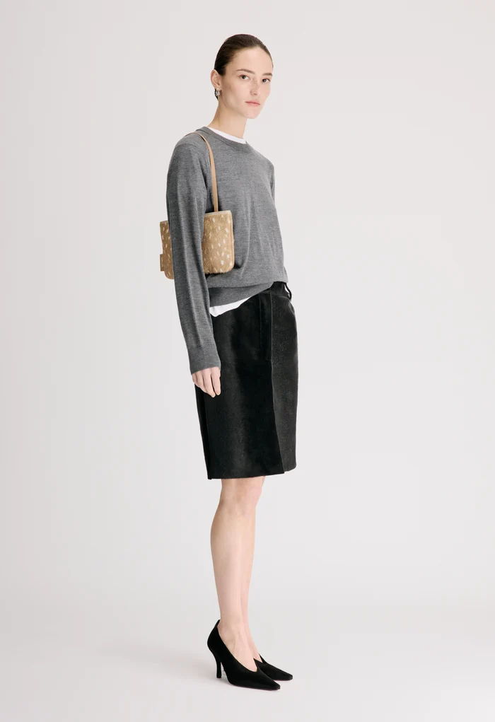 DEBI Pony-effect leather skirt