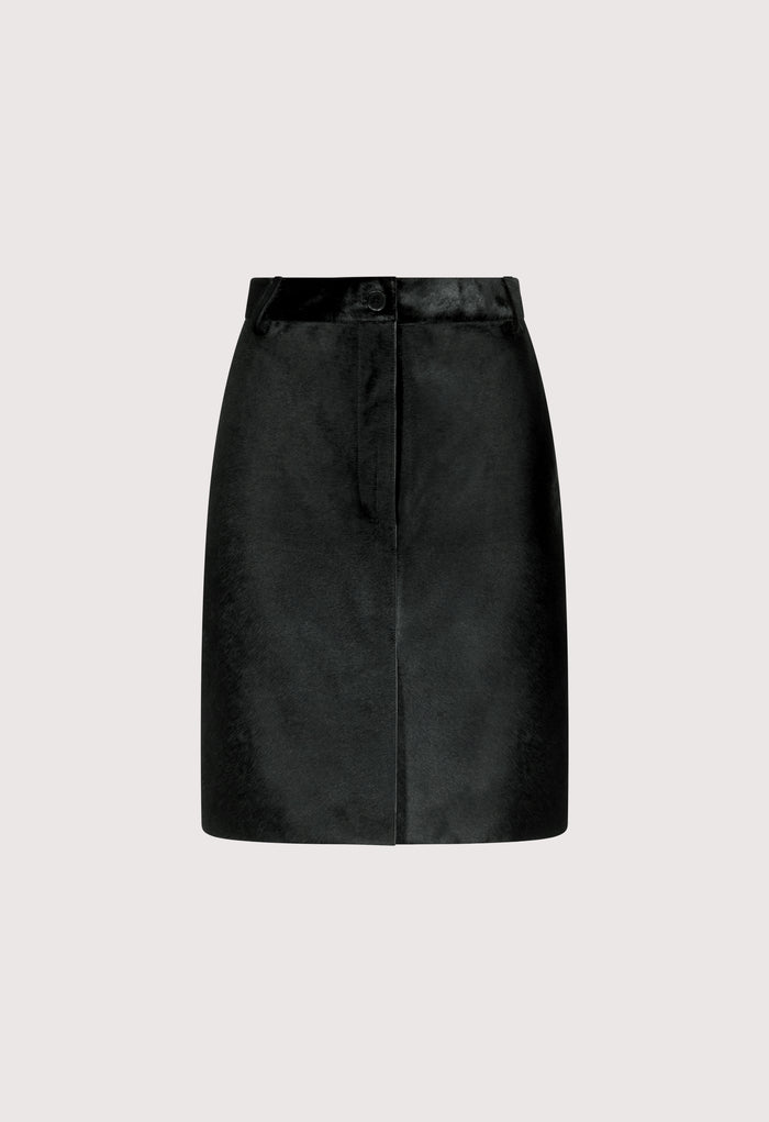 DEBI Pony-effect leather skirt