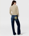 Straight Jeans with Embroidered Crest