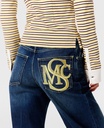 Straight Jeans with Embroidered Crest