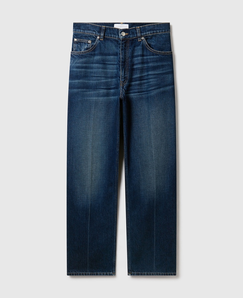 Straight Jeans with Embroidered Crest