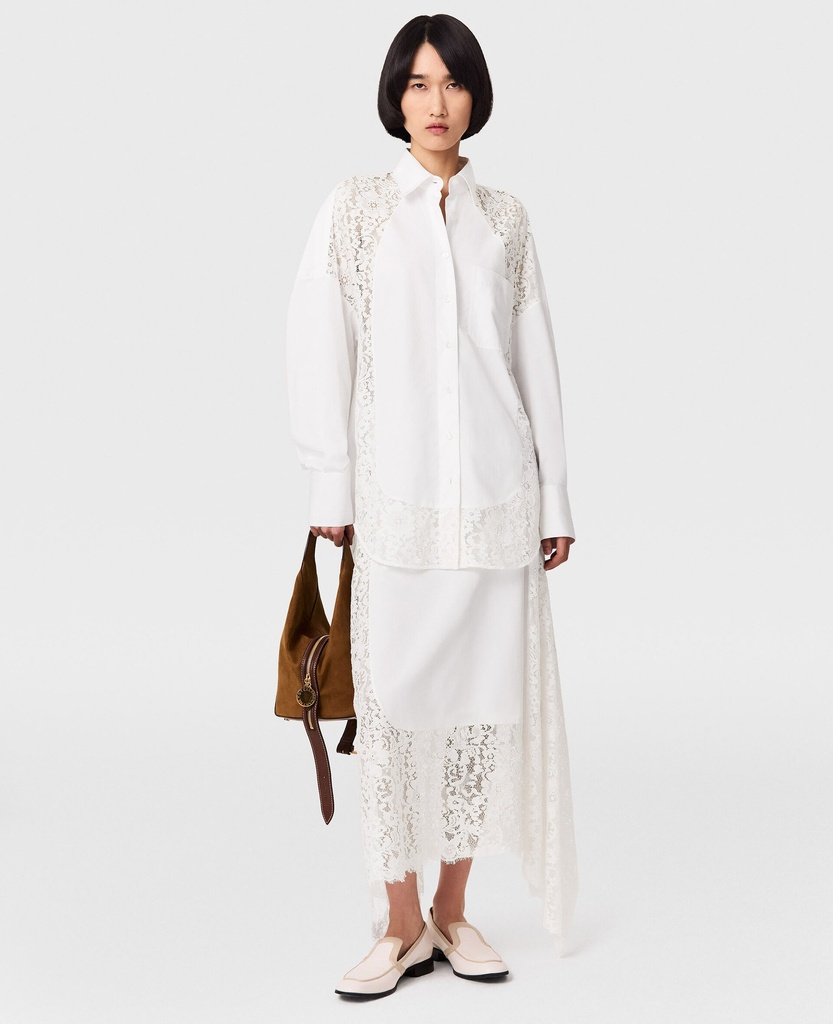 Poplin Shirt with Lace Panels