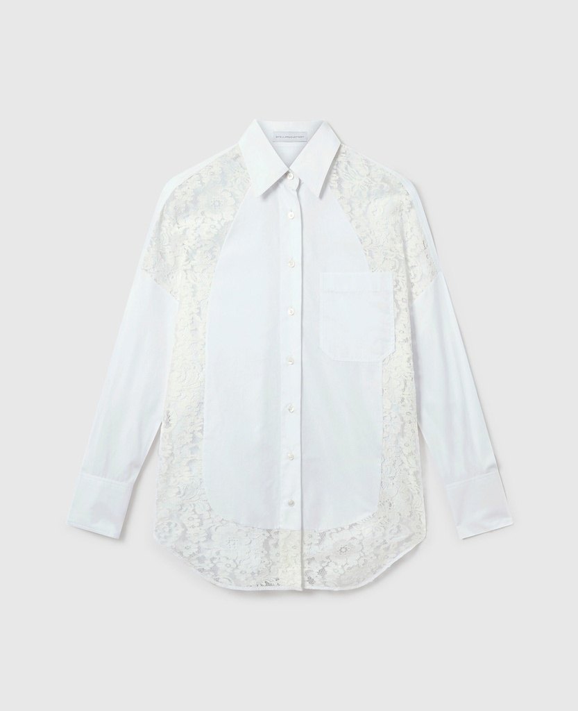 Poplin Shirt with Lace Panels