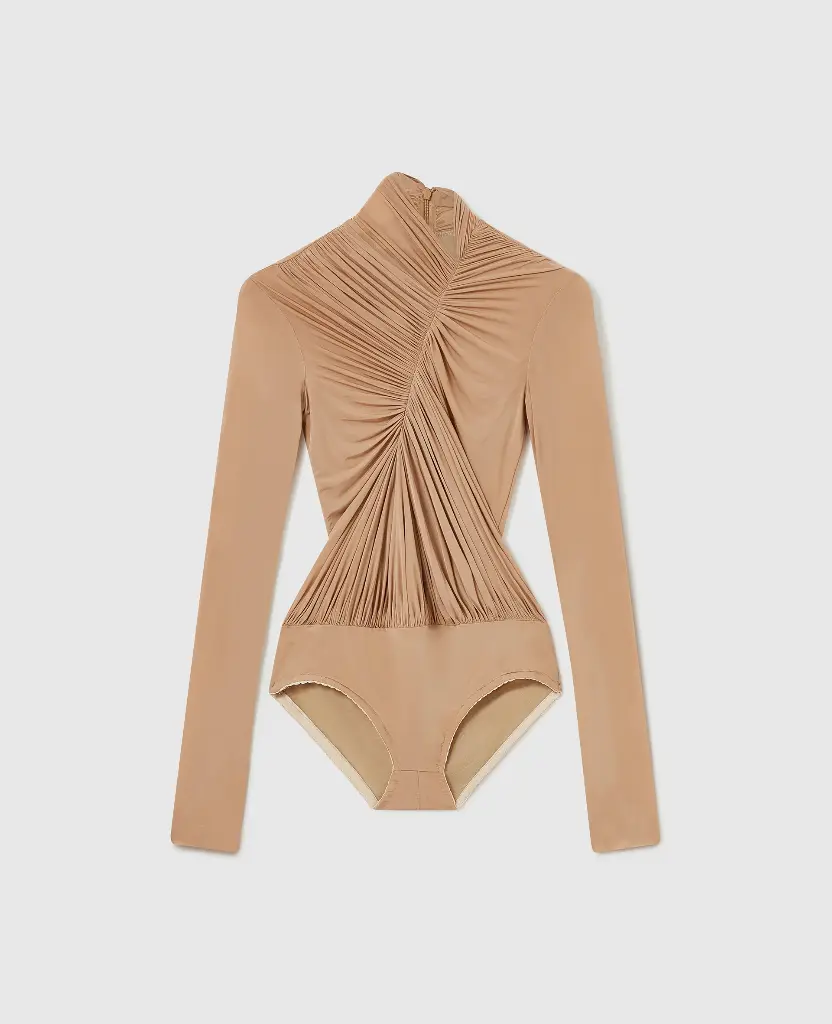 Draped Jersey Crêpe Bodysuit
